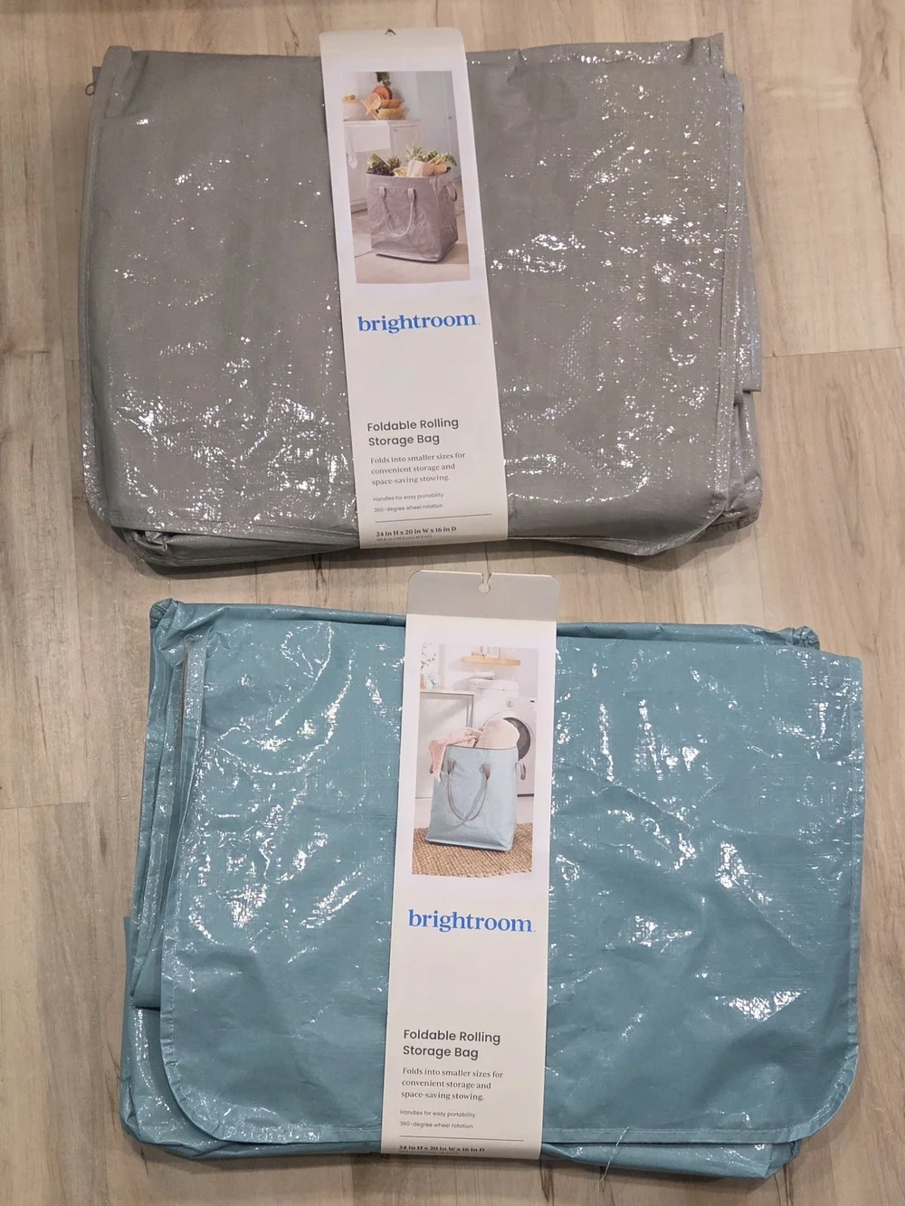 Set Of 2 Large Reusable Rolling Grocery Tote Bags